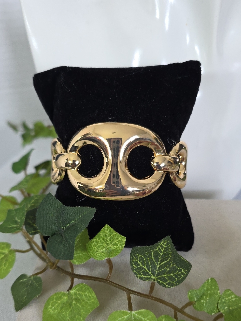 Chunky Gold Luxe Anchor Mariner Link Clamper Bangle Bracelet